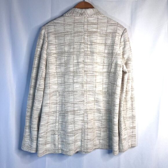 Nanette Lepore Cream Tweed Lightweight Open Front Blazer Jacket Size 10 - Picture 2 of 9